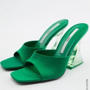 ZARA Heeled Sandals Green